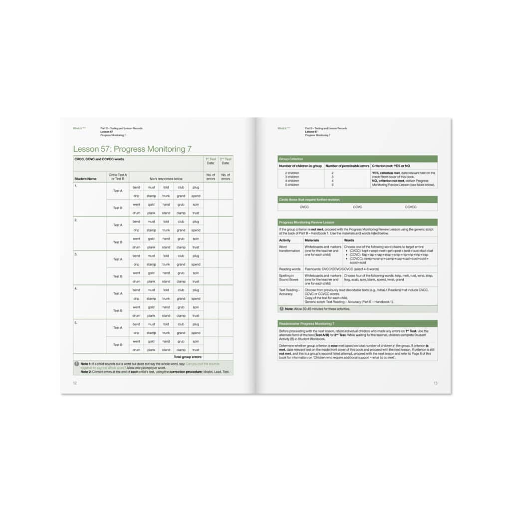 MiniLit Sage Part B Testing And Lesson Records Book - MultiLit