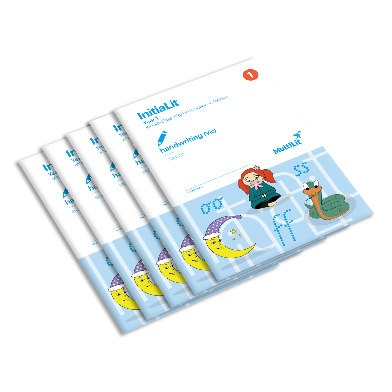 InitiaLit–1 Handwriting Workbook – Vic font and lines - One solid line version (Pack of 5)